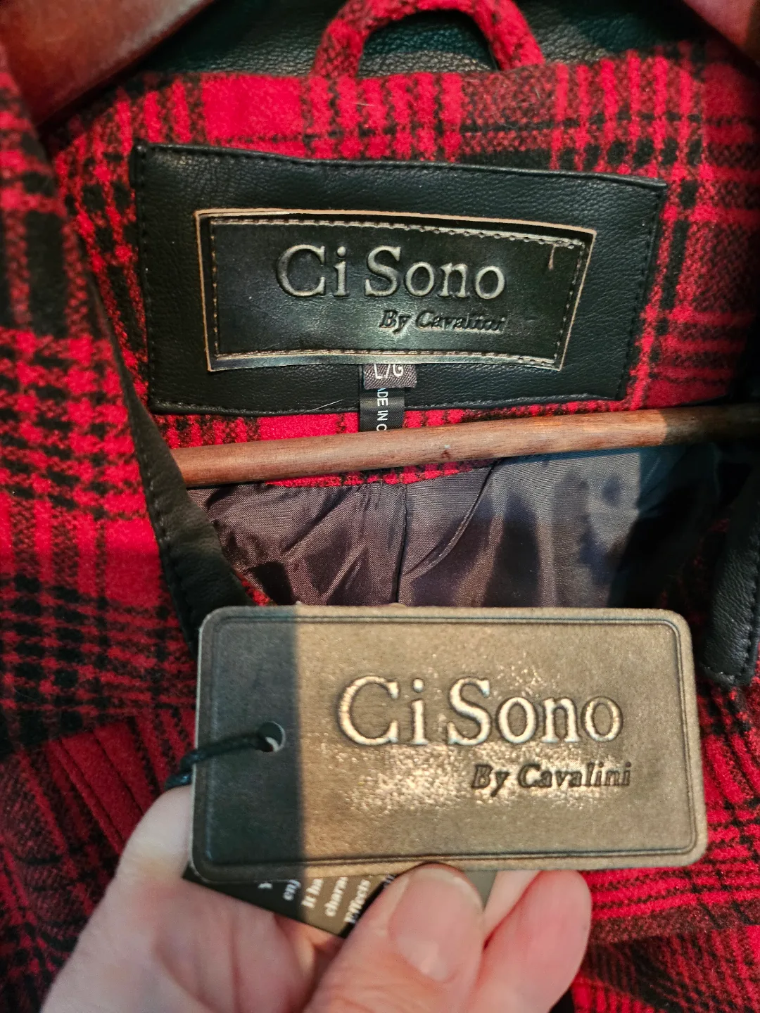 Ci Sono by Cavalini Red and Black Plaid Moto Jacket Size L/G image indicator(2)