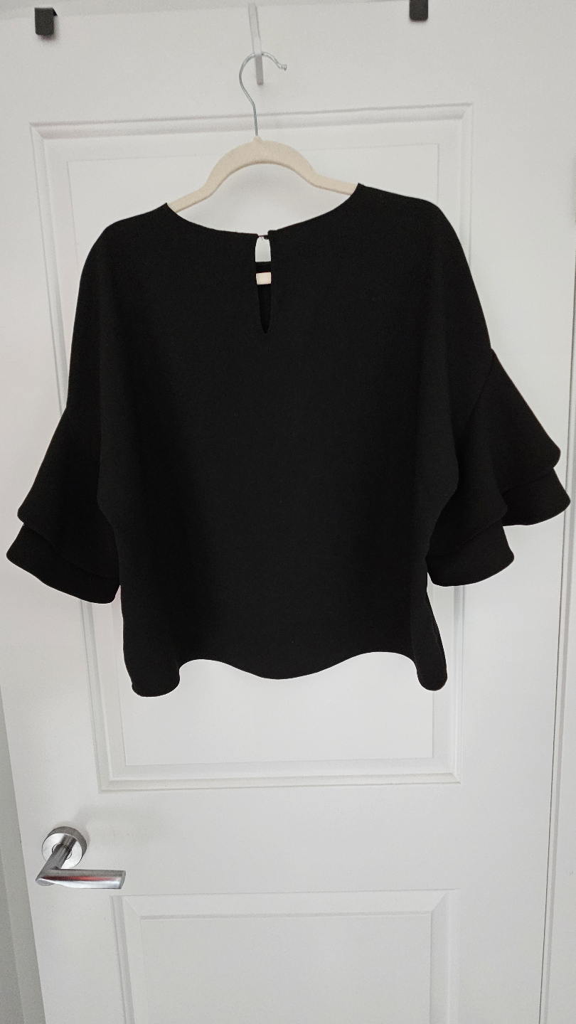 Zara Woman Black Ruffled Crop Top Size L - photo 4