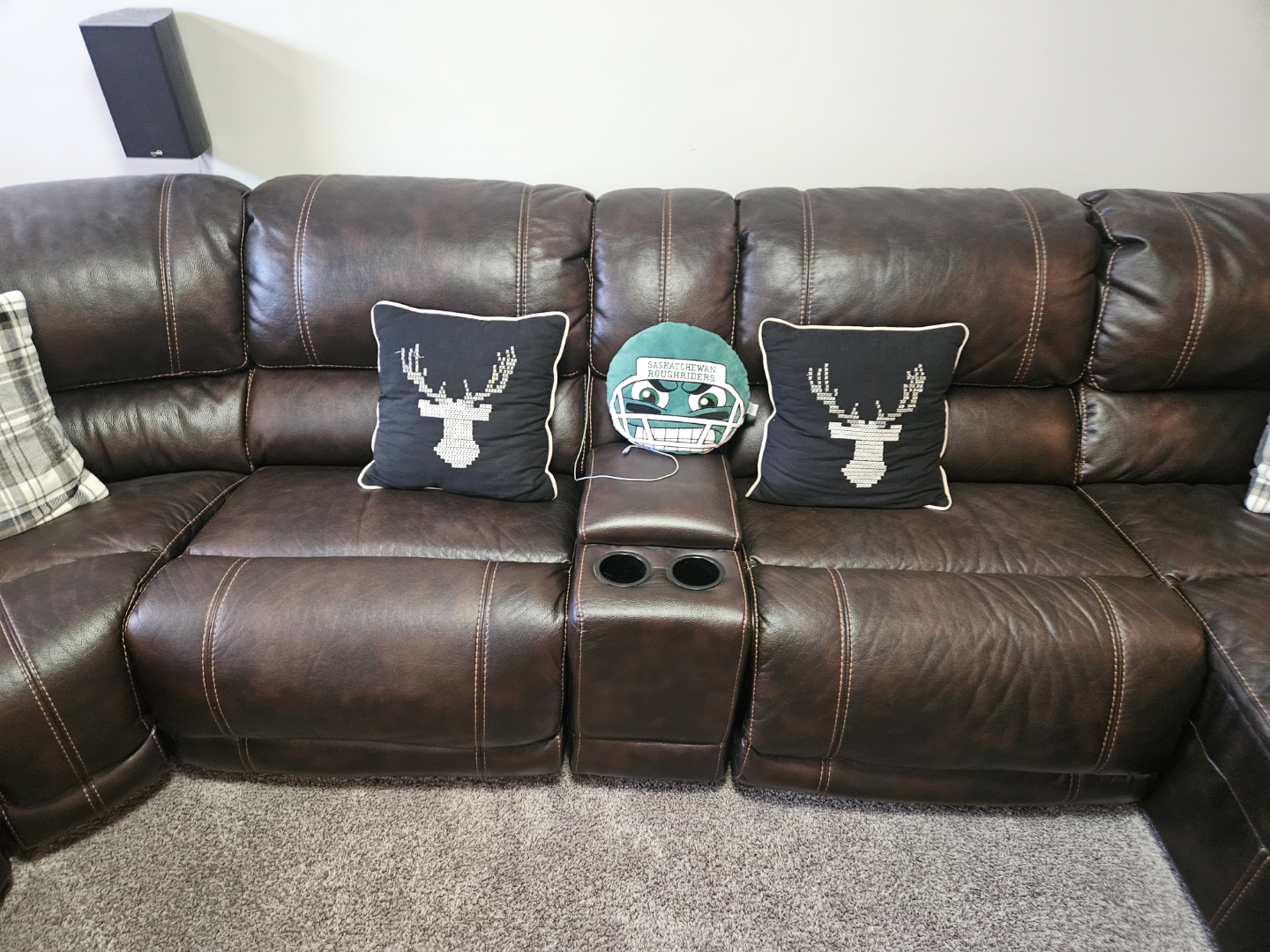 Brown Leather Reclining Sectional Sofa - photo 4