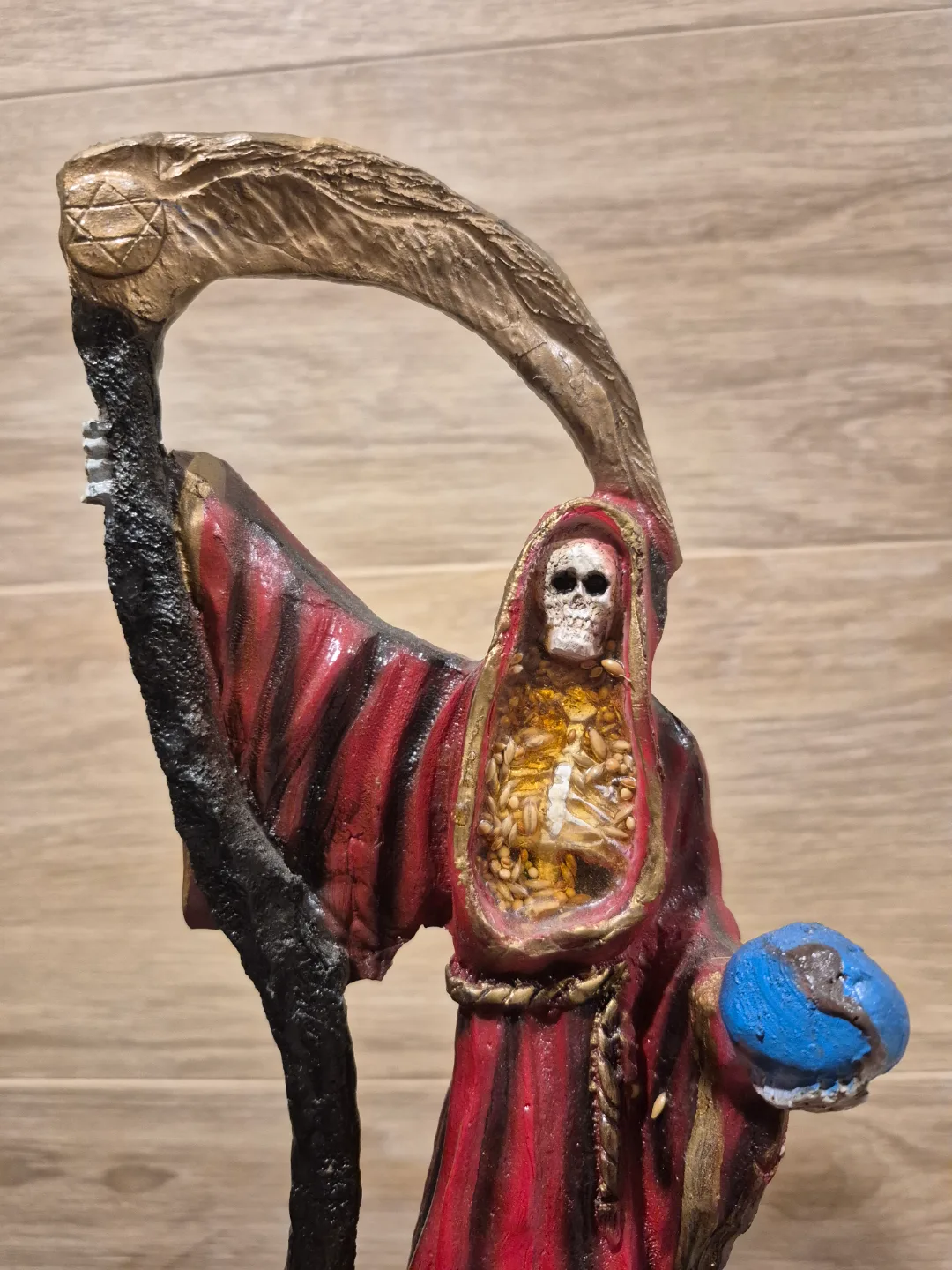 Santa Muerte Statue on Flaming Skull image indicator(2)