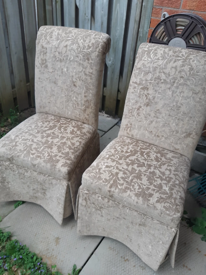 set of six  skirted Upholstered Chairs