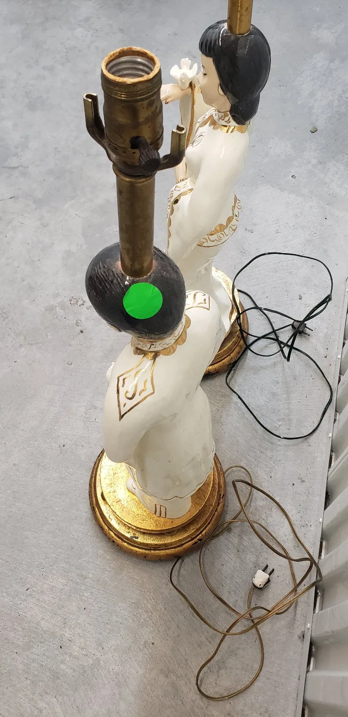 Pair of Vintage Asian Figurine Lamps image indicator(2)