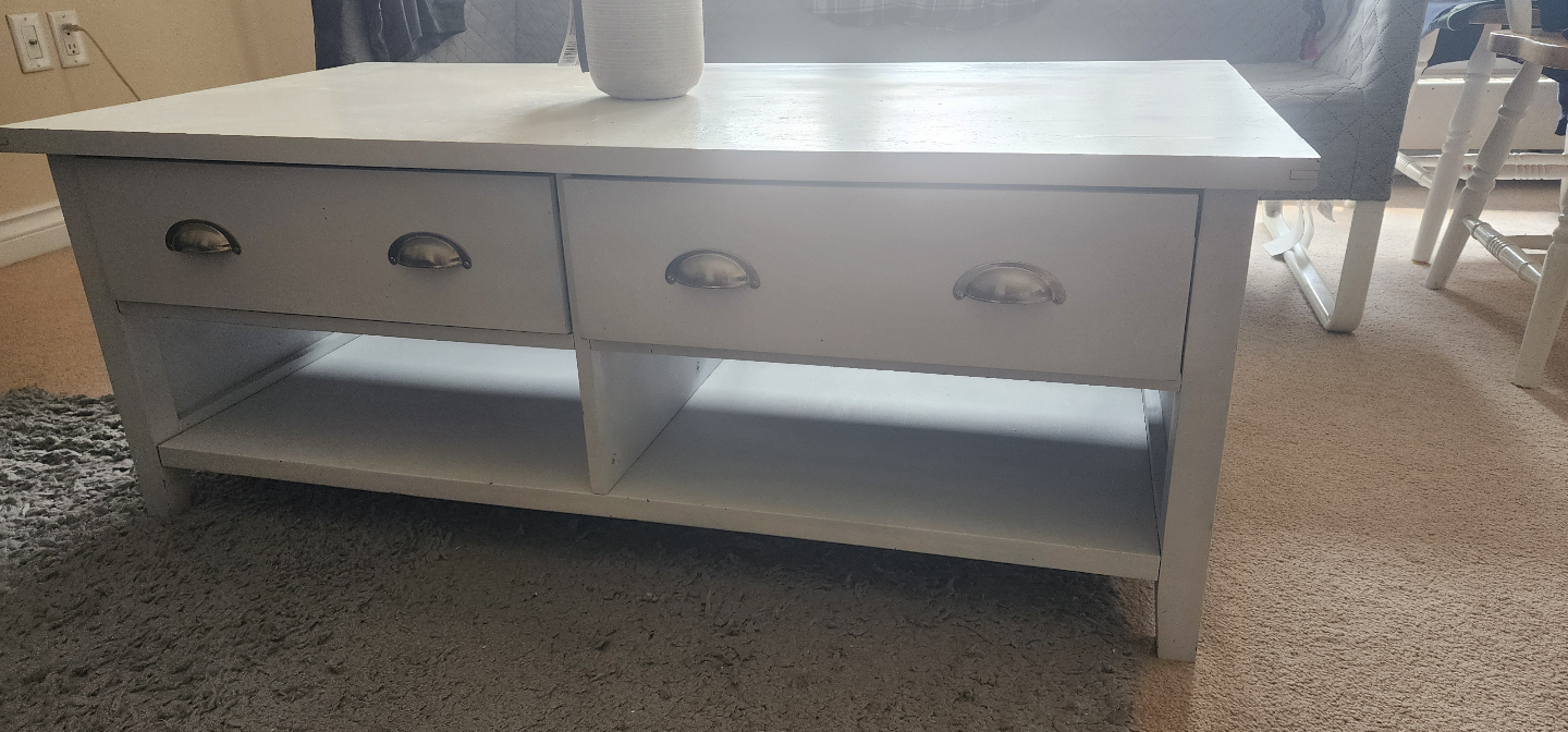 White Coffee Table with Two Drawers - photo 2