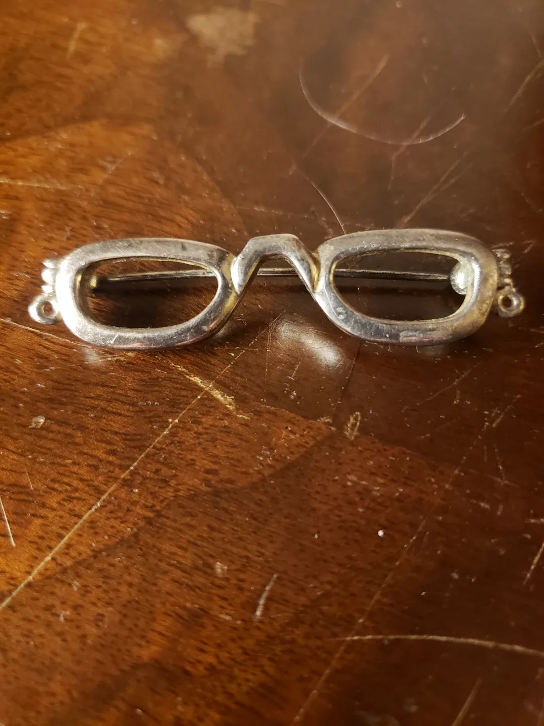 Vintage Silver Tone Glasses Brooch Pin thumbnail