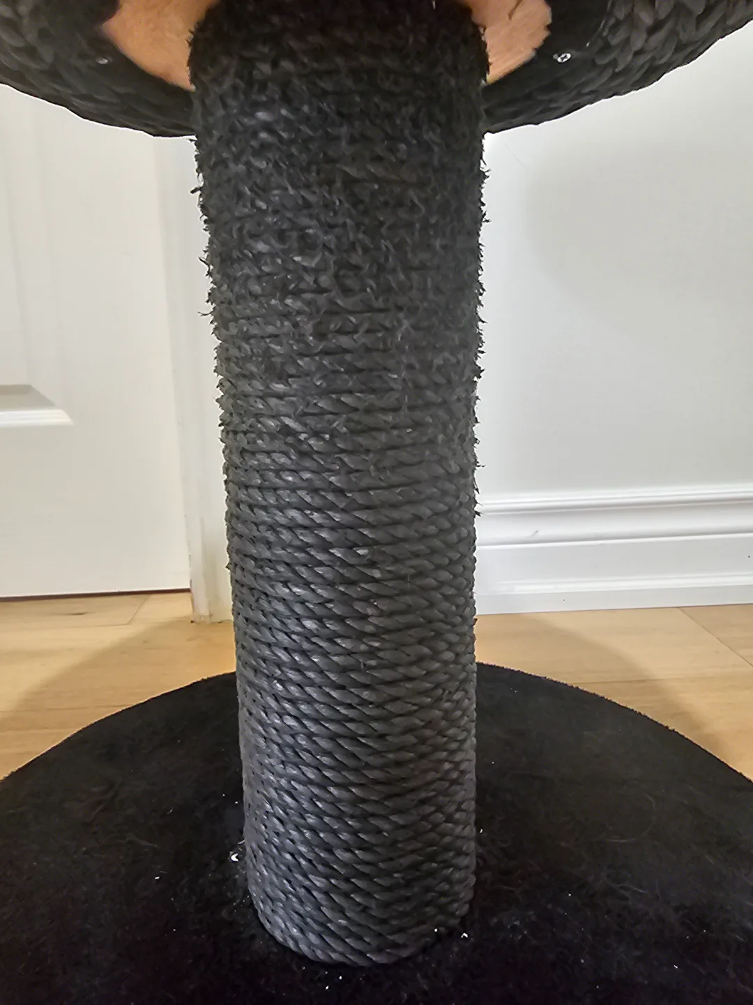 Black Cat Scratching Post with Woven Basket Bed image indicator(3)