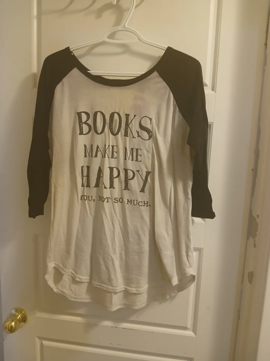 Books Make Me Happy Baseball Tee thumbnail