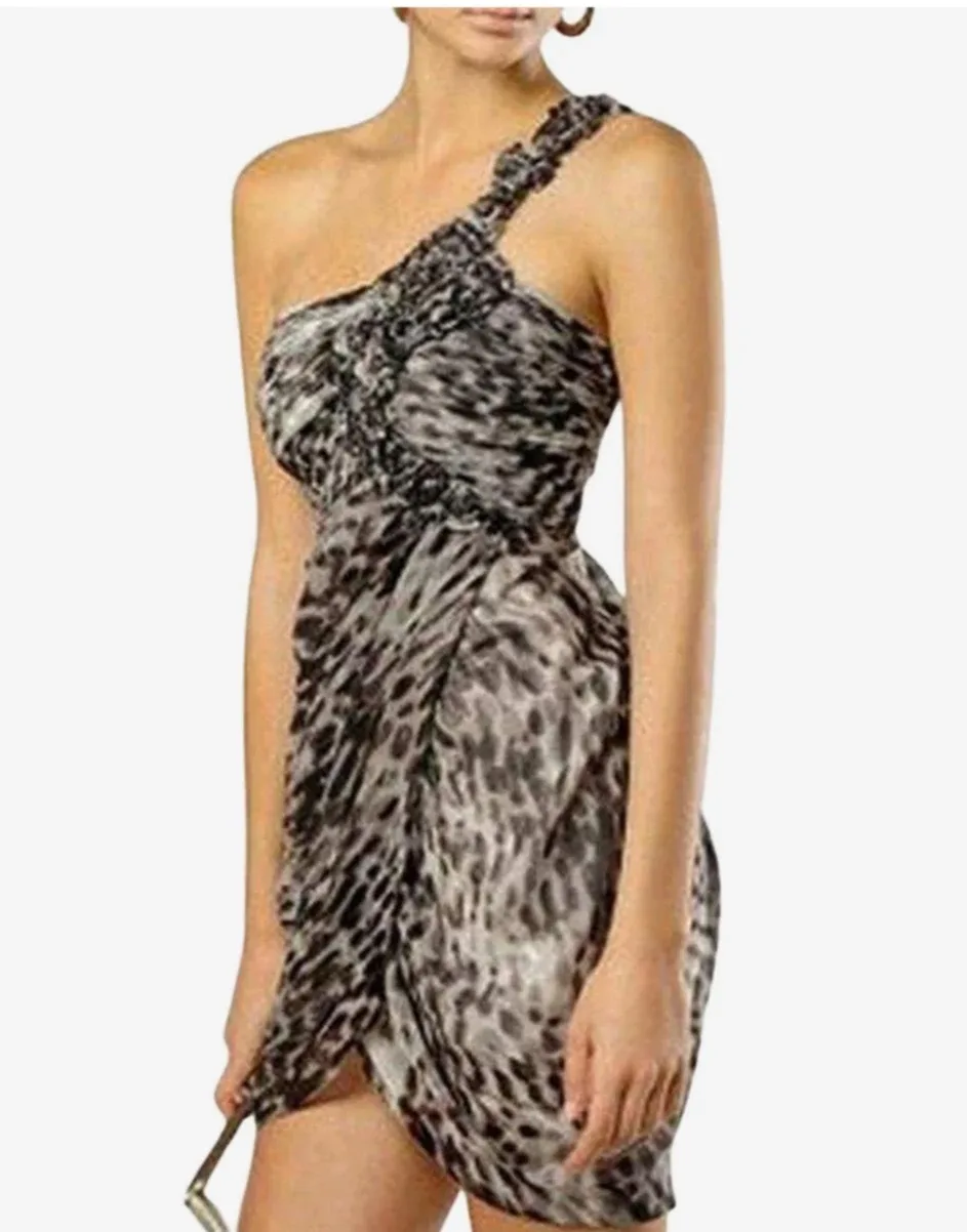 BCBG Max Azria Leopard Print Cocktail Silk Dress size 0 image indicator(2)
