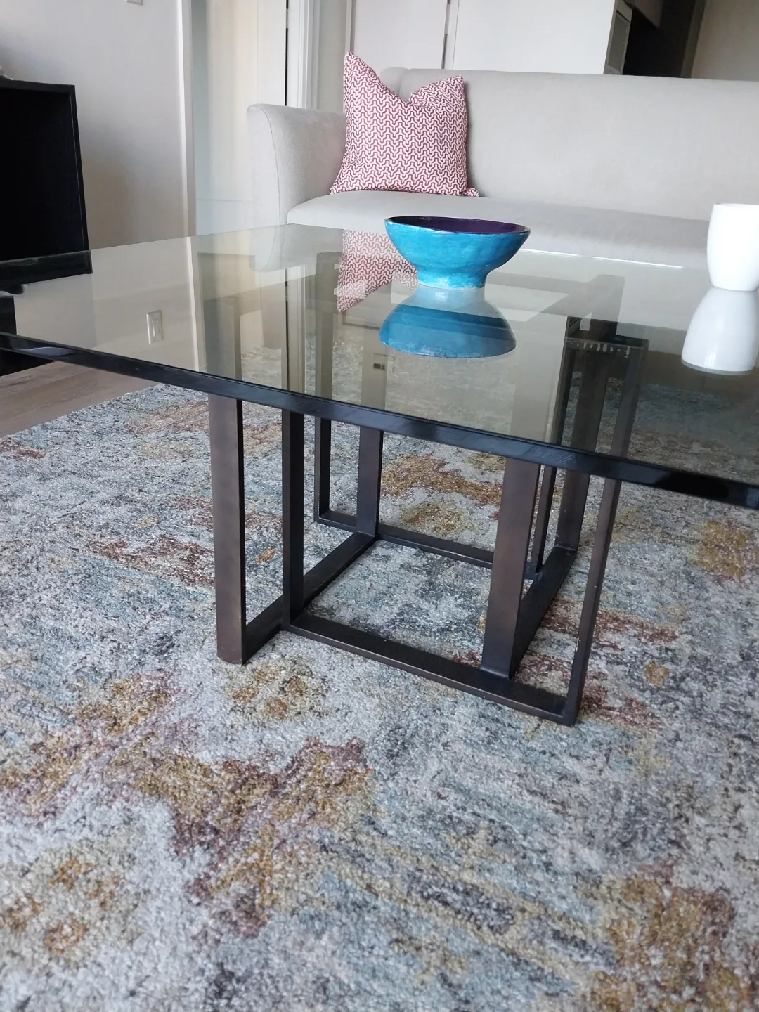 Modern Glass Top Coffee Table with Metal Frame image indicator(2)