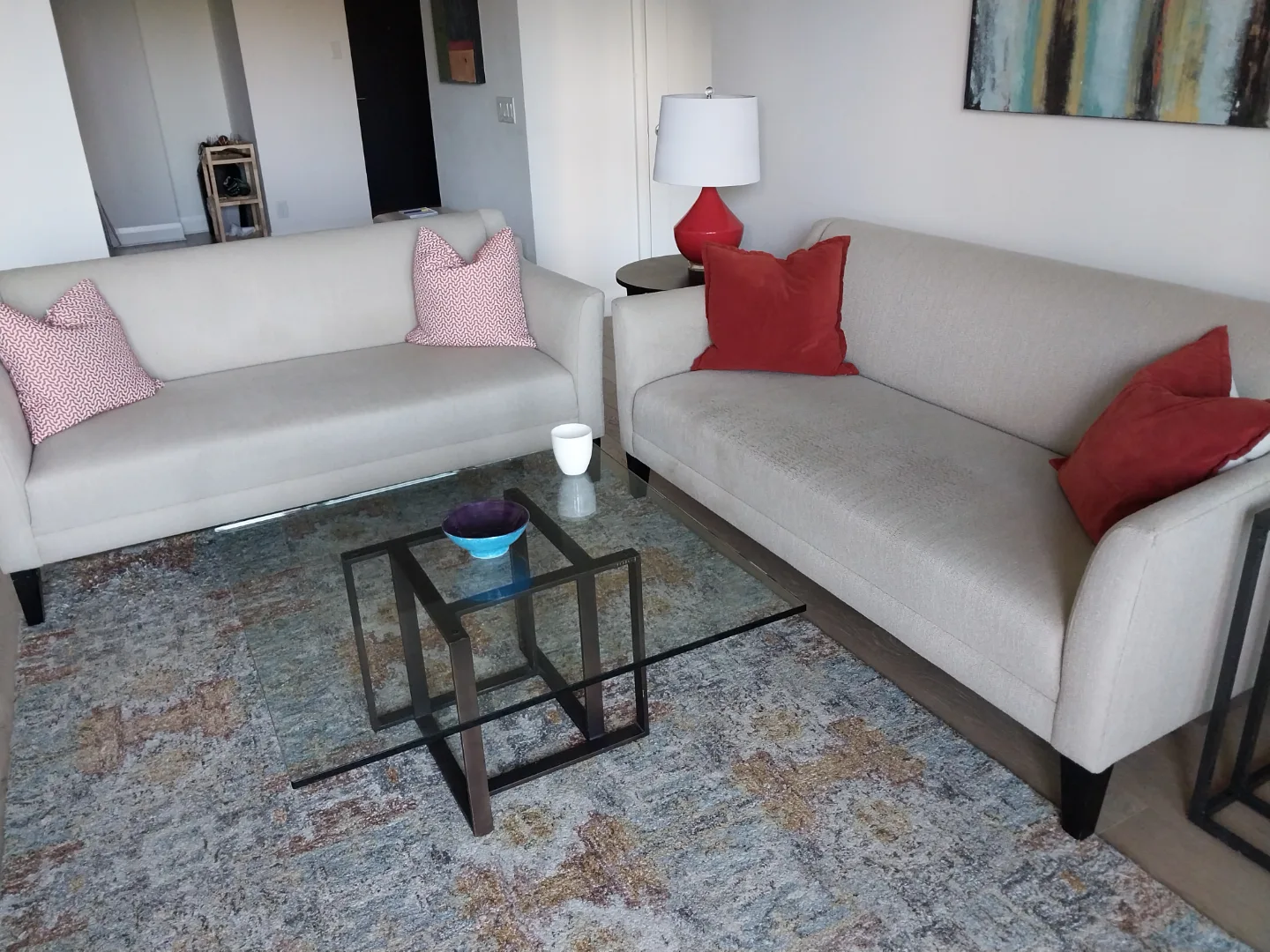 Modern Glass Top Coffee Table with Metal Frame image indicator(3)