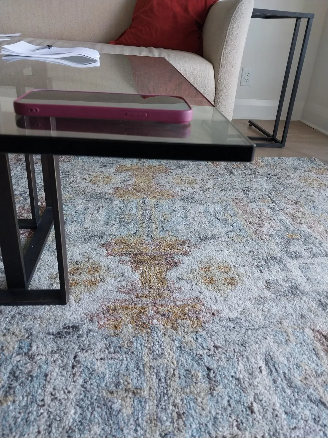 Modern Glass Top Coffee Table with Metal Frame image indicator(5)