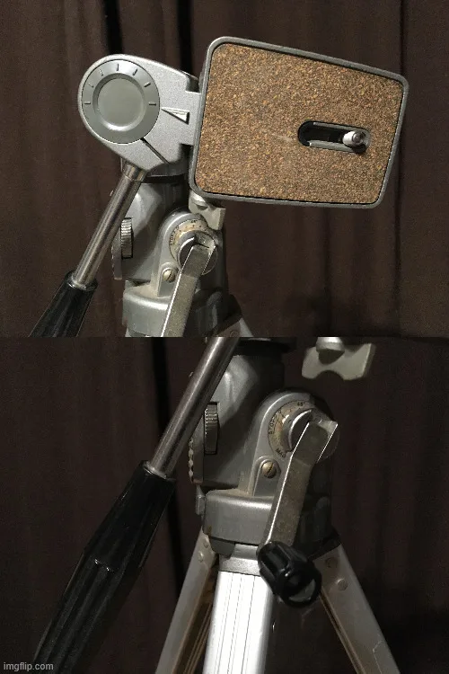 Vintage Camera Tripod with Pan Head silver 28-08-40 A Japan image indicator(4)