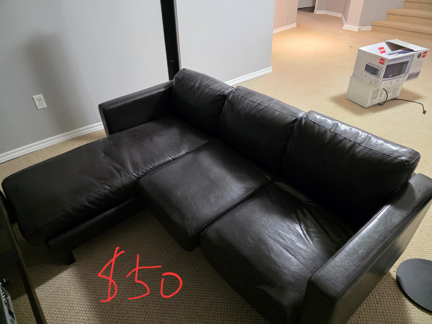 Brown Leather Sectional Sofa(MOVING SALE)