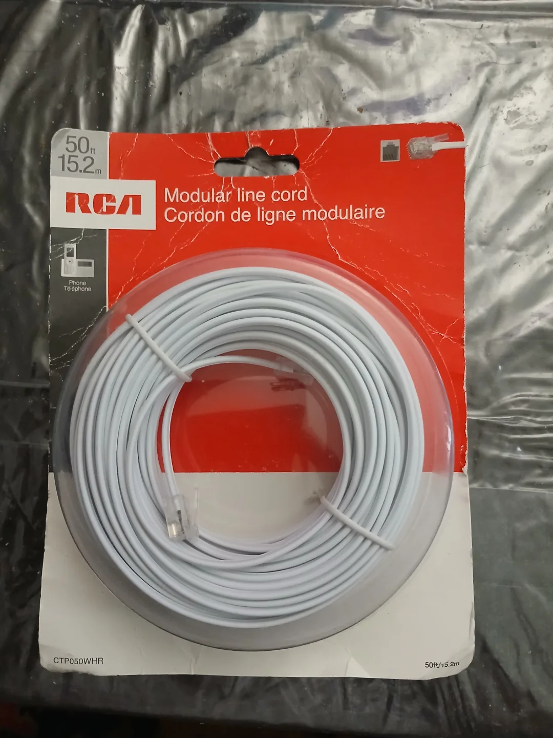 RCA 50ft White Modular Phone Line Cord thumbnail