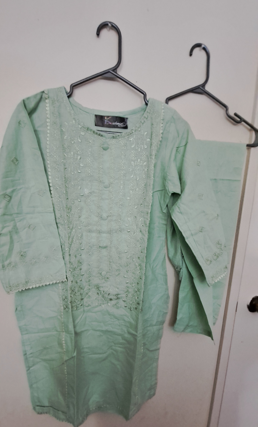 Elegant Mint Green Embroidered Shalwar Kameez