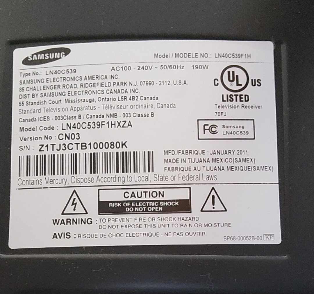 Samsung 40" 539 Series LCD TV LN40C539F1H - photo 3