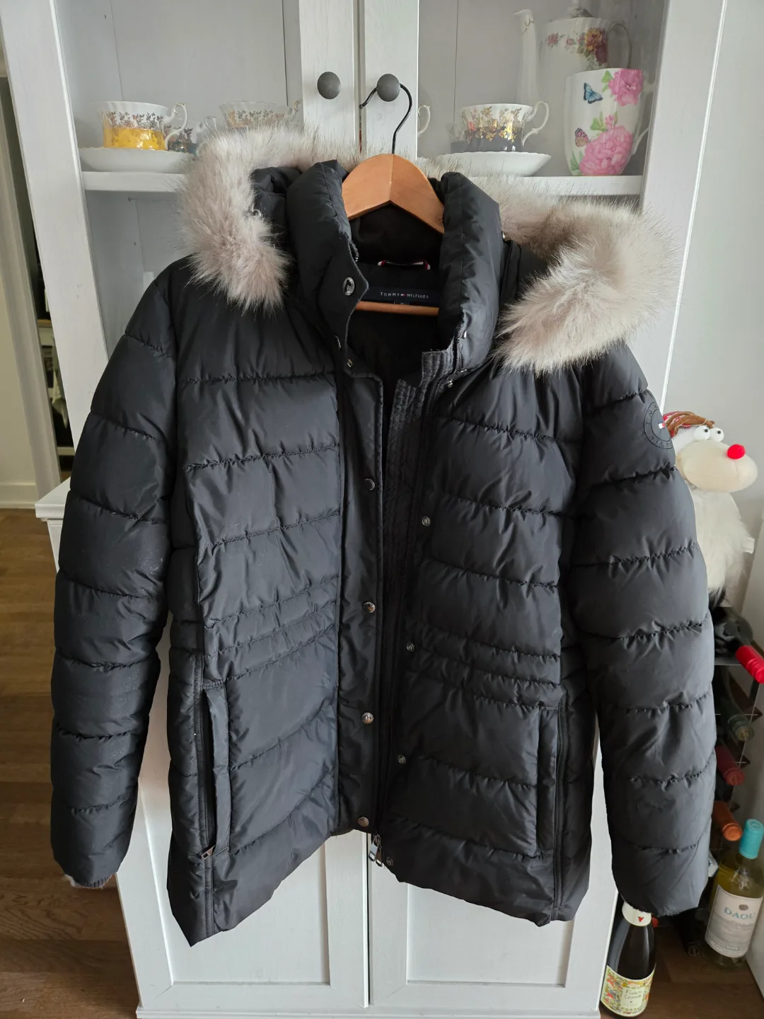 Tommy Hilfiger Women's Black Puffer Jacket with Faux Fur Hood thumbnail