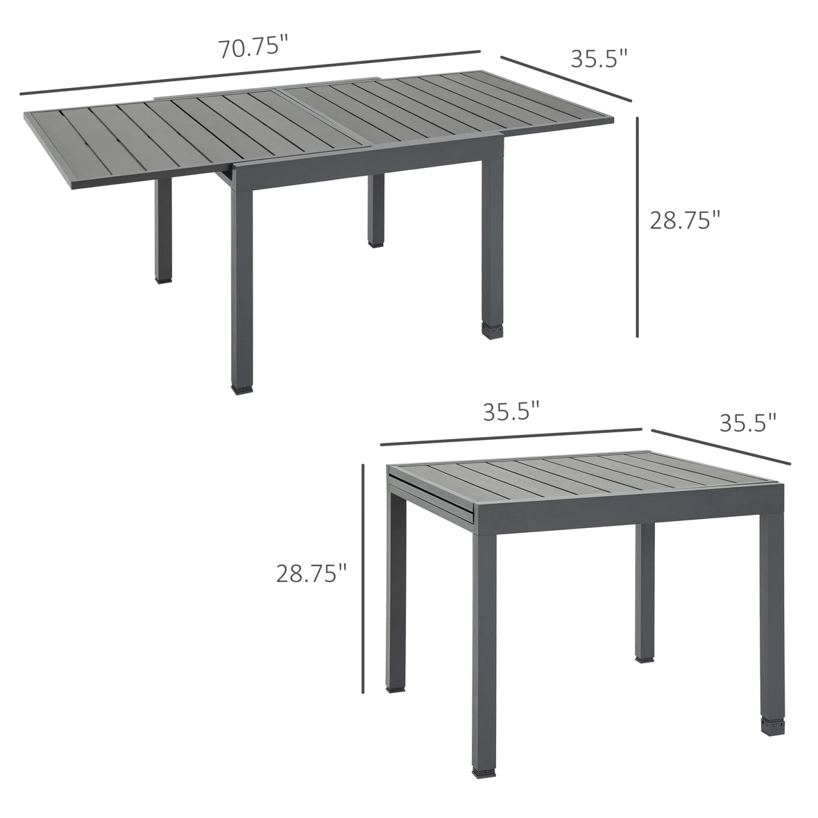 Outdoor Extendable Dining Table for 4-6 Ppl w/ Aluminum Frame - photo 3