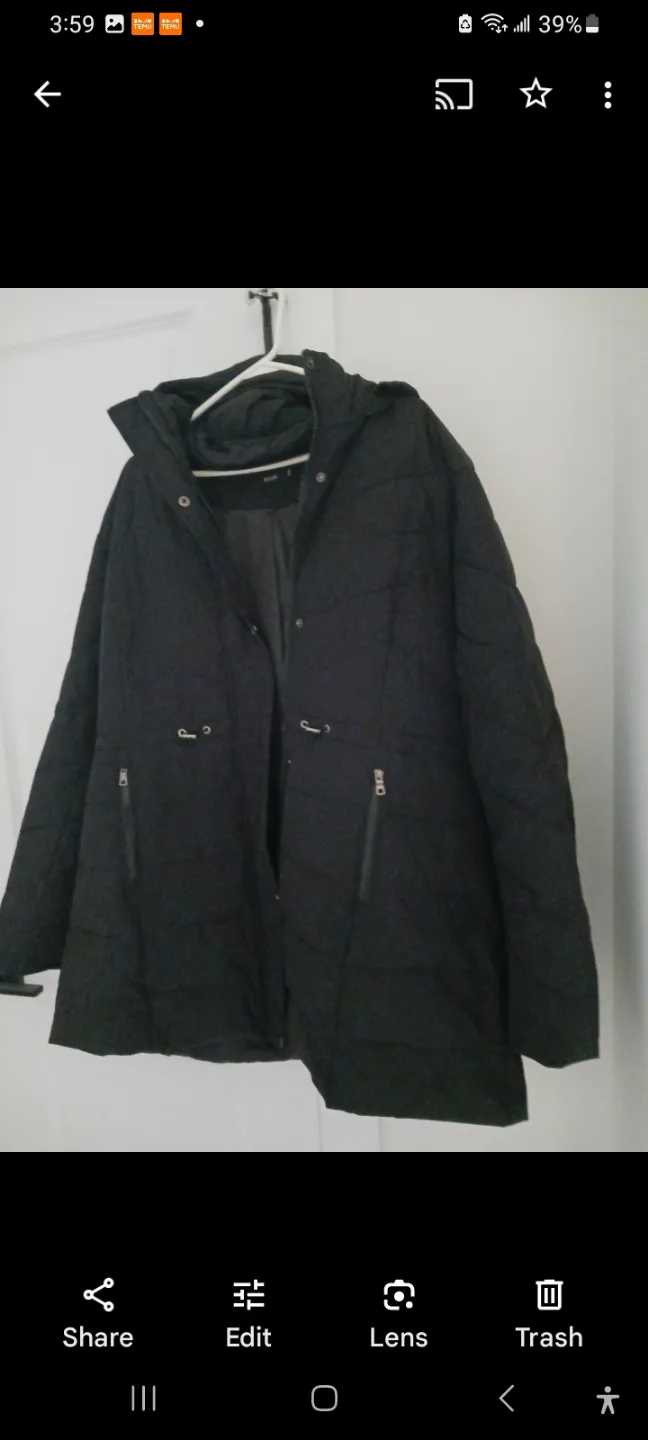 Women's Black Puffer Jacket with Hood thumbnail
