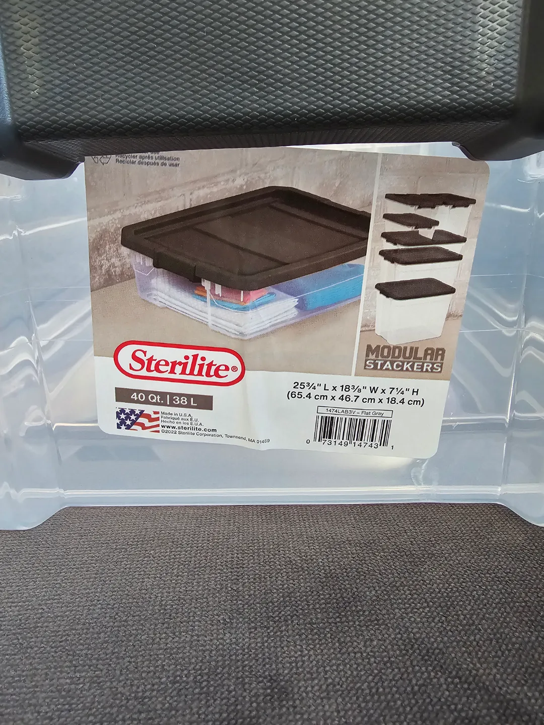 Sterilite 38L Modular Stackers - Flat Gray, 38 L image indicator(3)