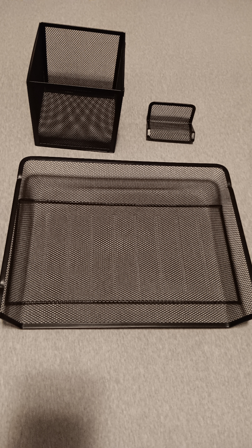 3 piece Black Mesh Wire Desk Organizer