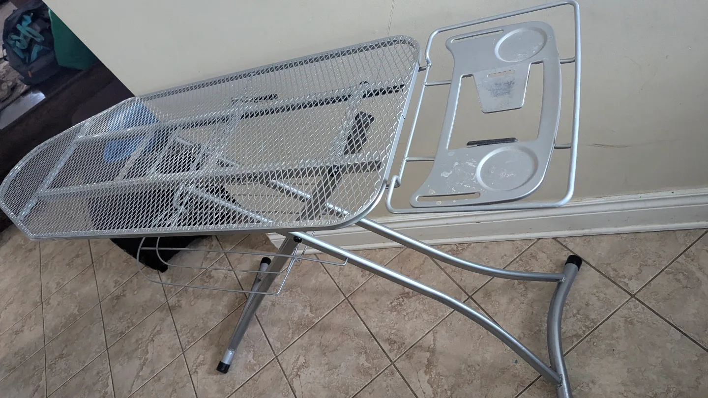 Silver Metal Ironing Board with Shelf image indicator(2)