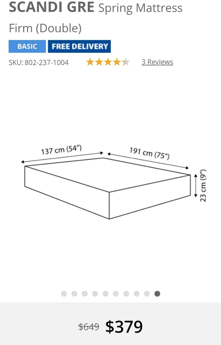Scandinavi Gre Spring Mattress - Double, Firm - photo 3