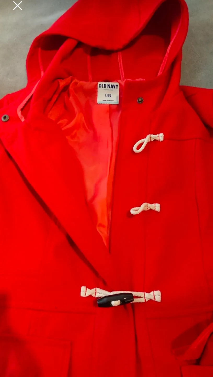 Ladies Old Navy Red Hooded Toggle Coat - Size LG image indicator(4)