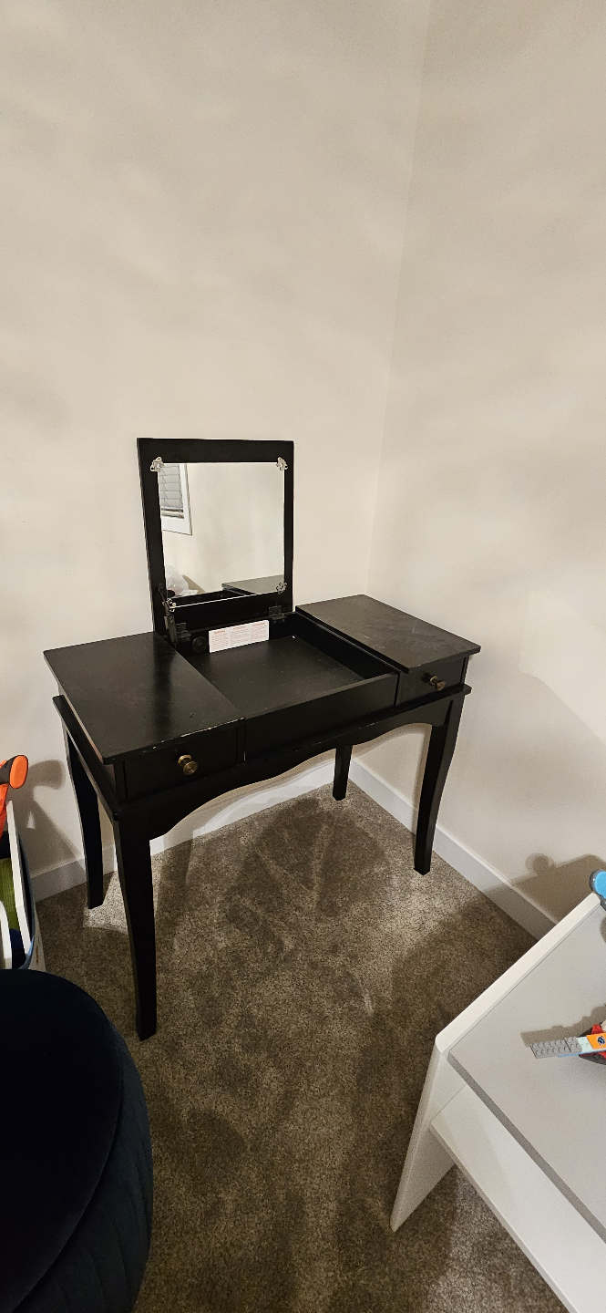 Black Vanity Desk with Mirror
