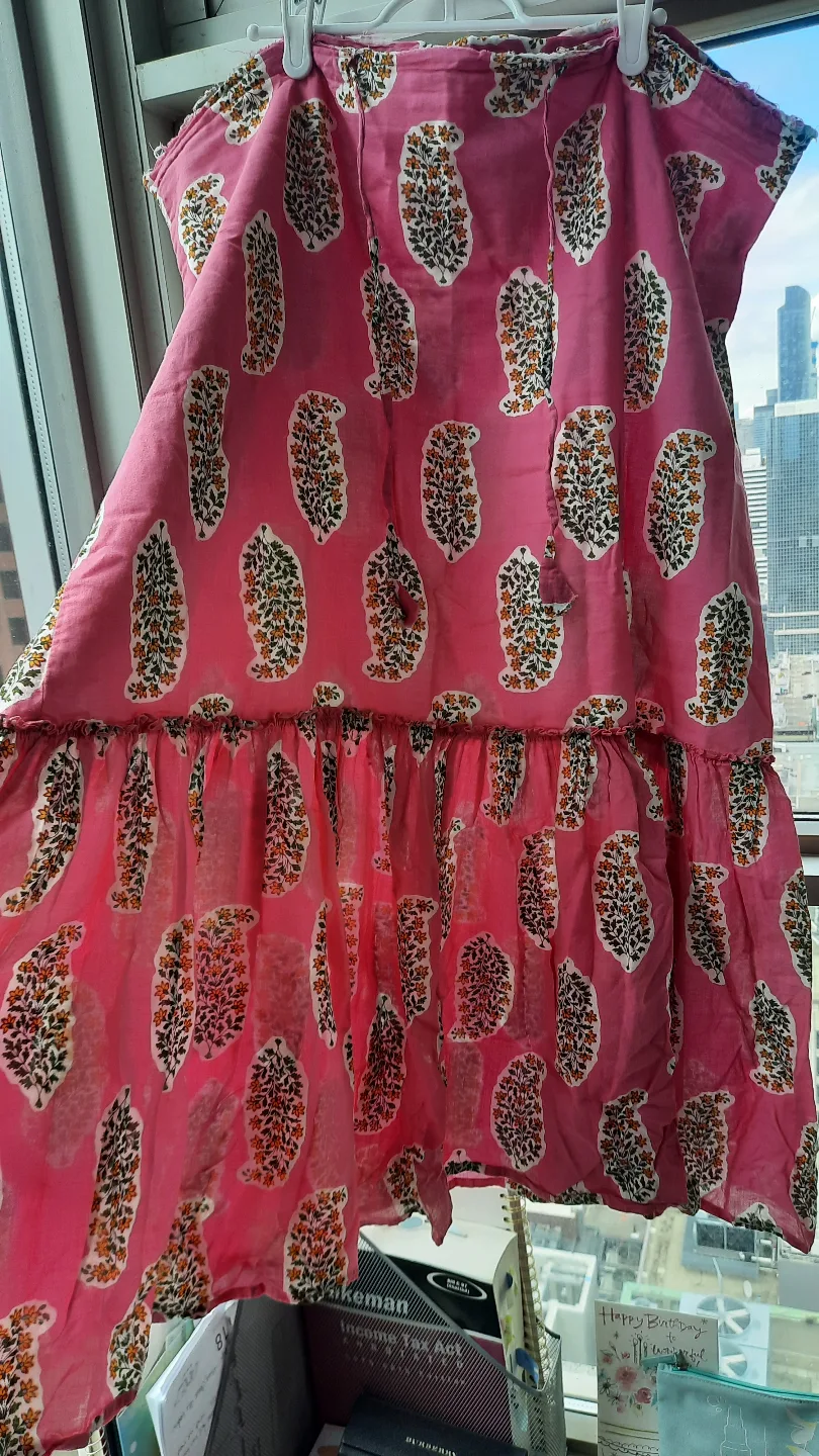 cotton paisley tiered maxi skirt M/L thumbnail