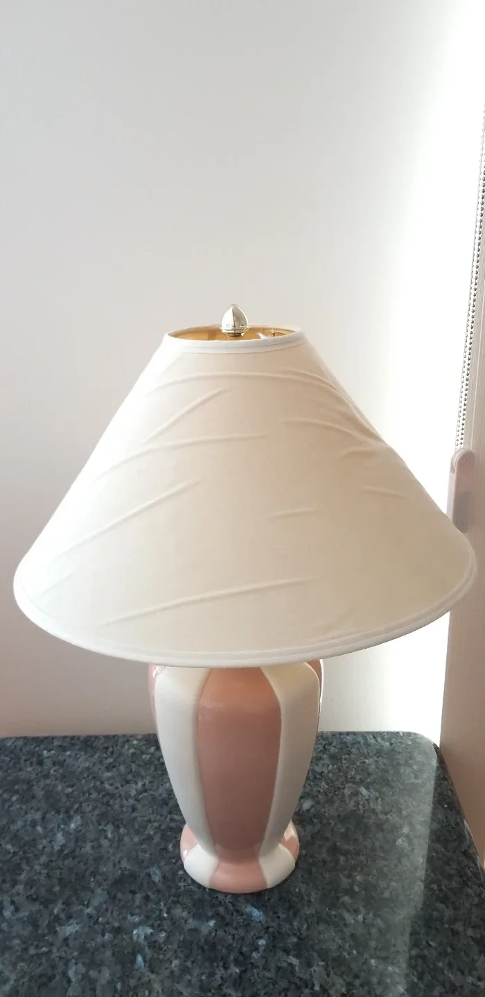 Pink and White Ceramic Table Lamp with Shade image indicator(3)