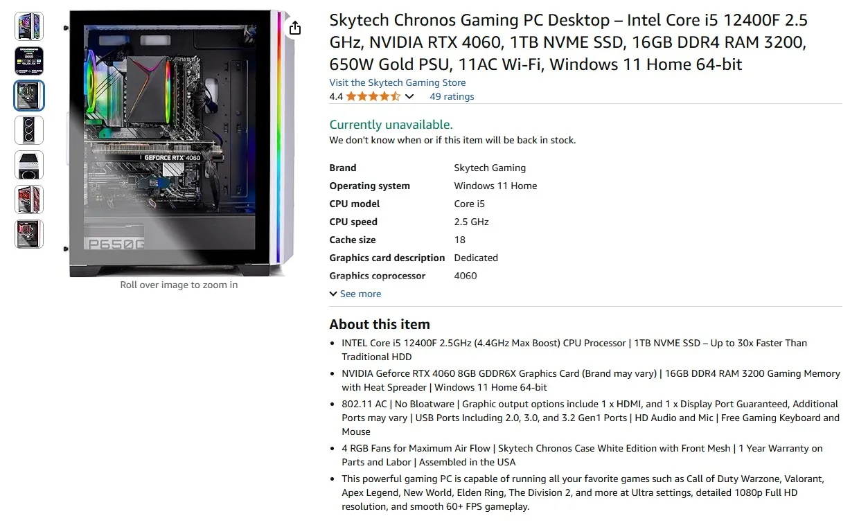 Brand New Skytech Chronos Gaming Computer For Sale image indicator(10)
