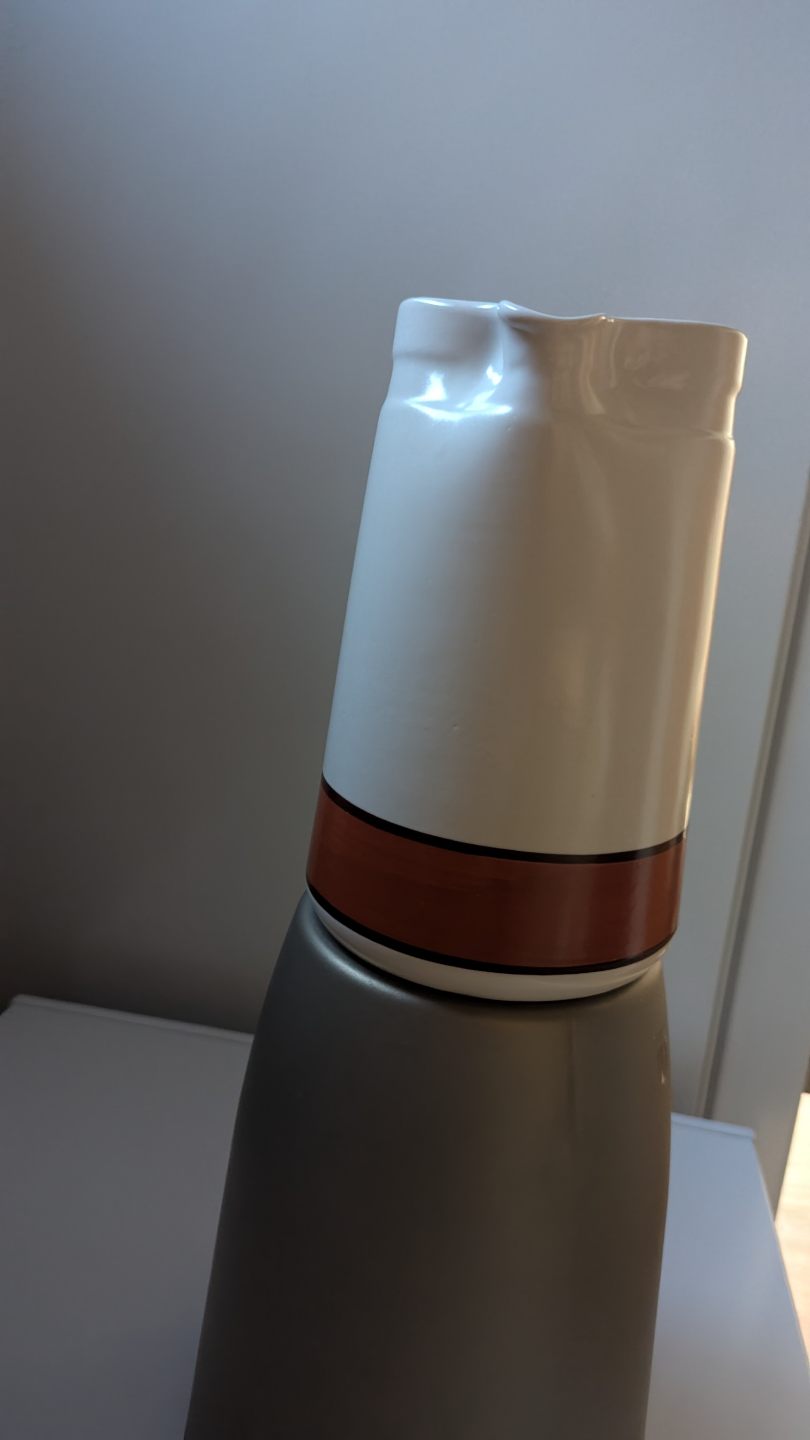Mid-Century Modern White Pitcher with Brown Band - photo 4
