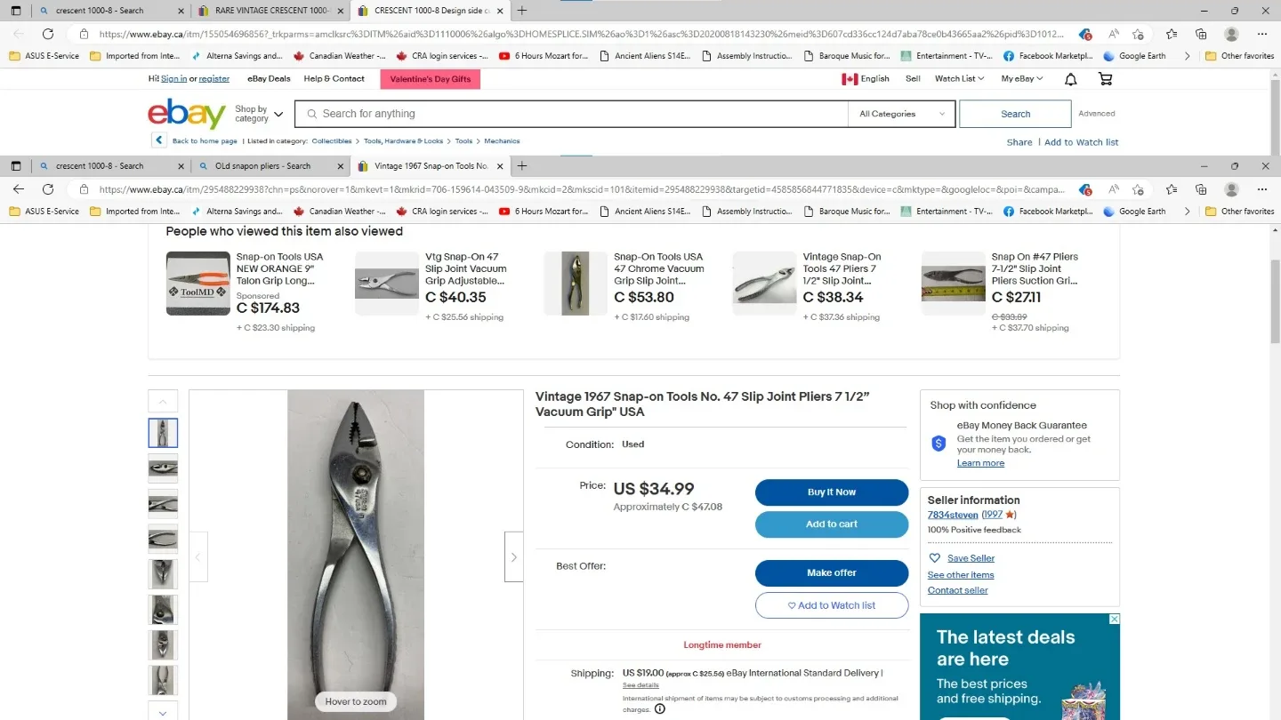 Vintage Crescent 1000-6 Side-Cutting Lineman's Pliers image indicator(2)