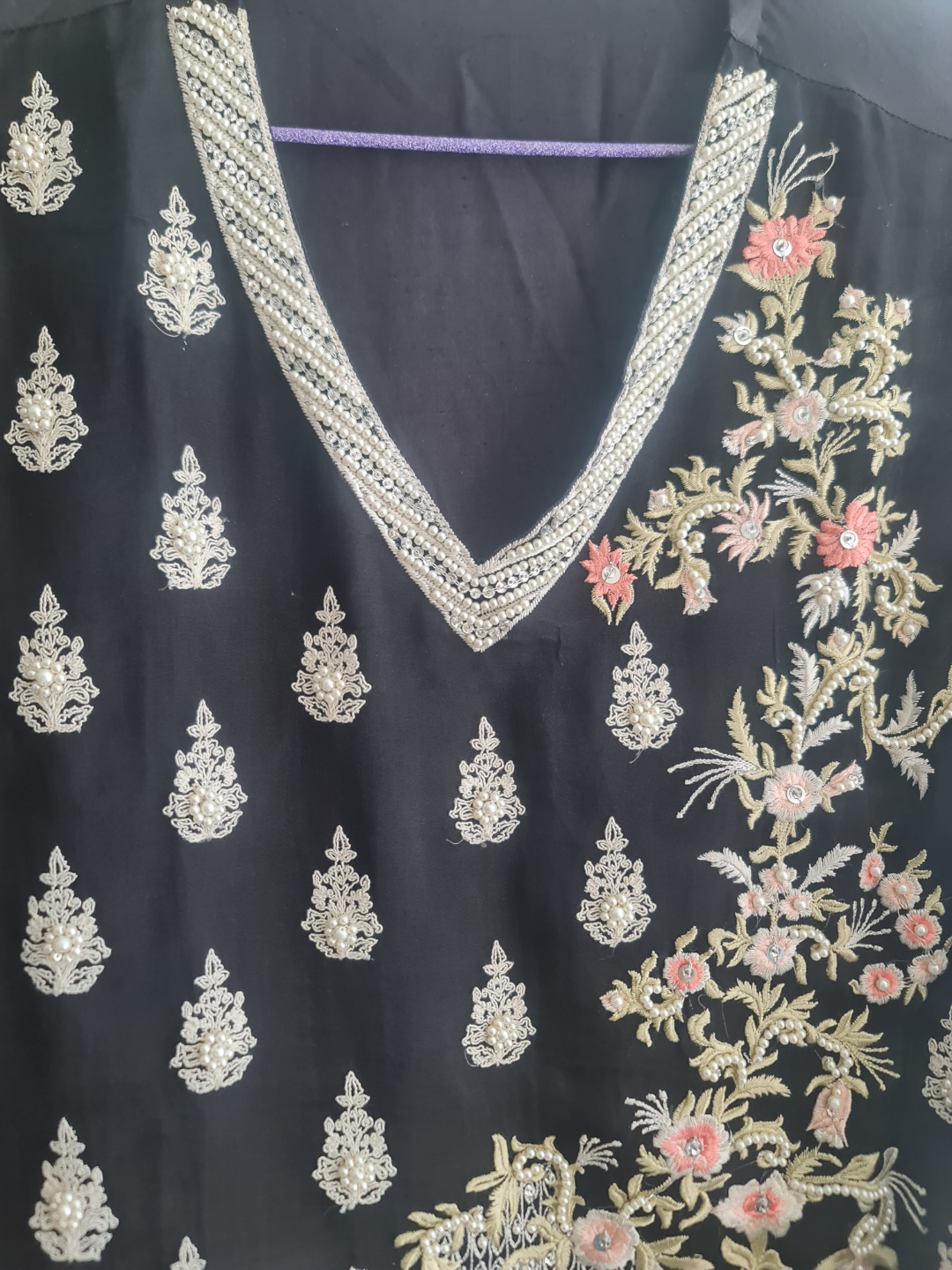 Black embroidered kurta - photo 4