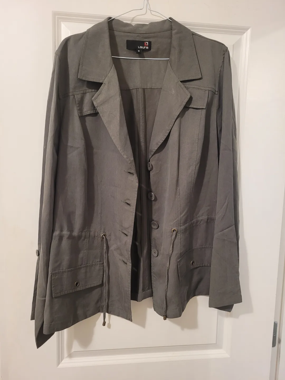 Laura Women's Size 12 Olive Green Utility Blazer Jacket image indicator(2)