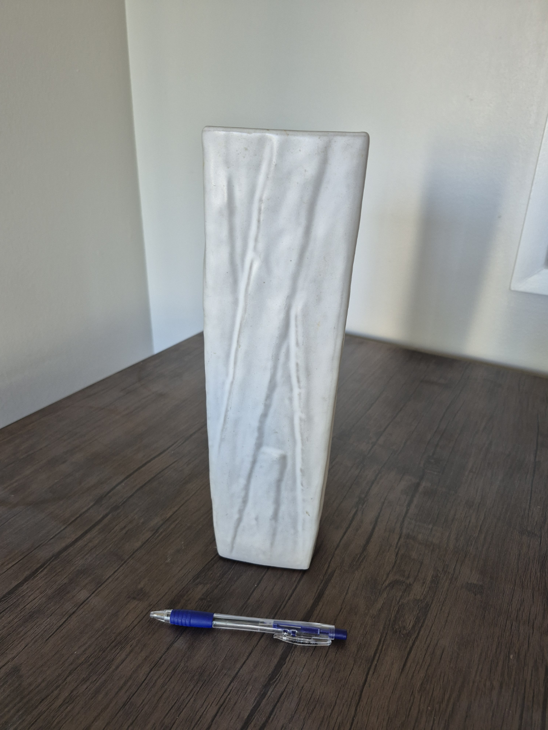 White Ceramic Vase, Tall Rectangular Design #freecycle - photo 2