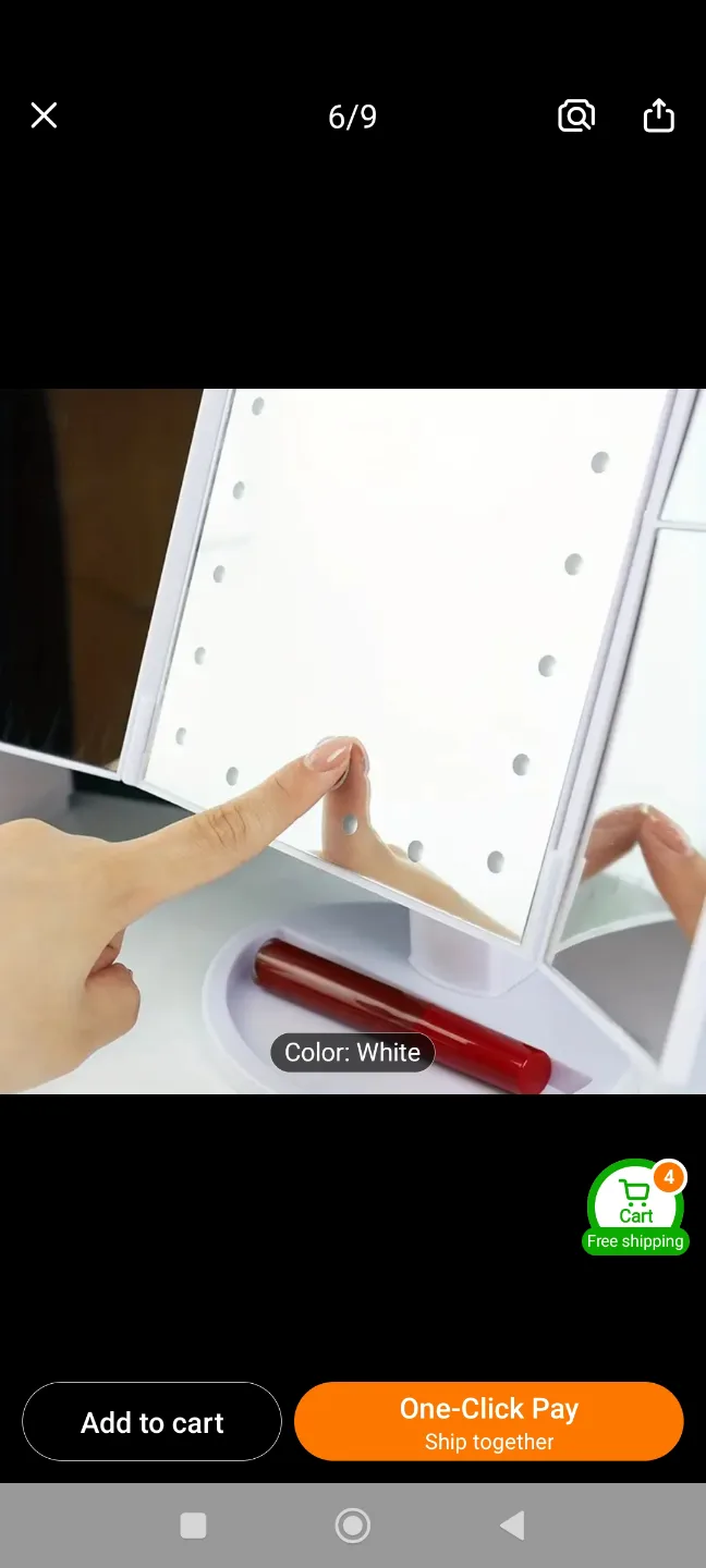 New USB Tri-fold Makeup Mirror with Touch Sensor image indicator(4)