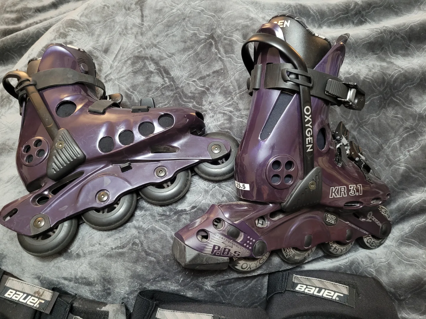 Vintage Roller Blades with Bauer Protective Gear image indicator(5)