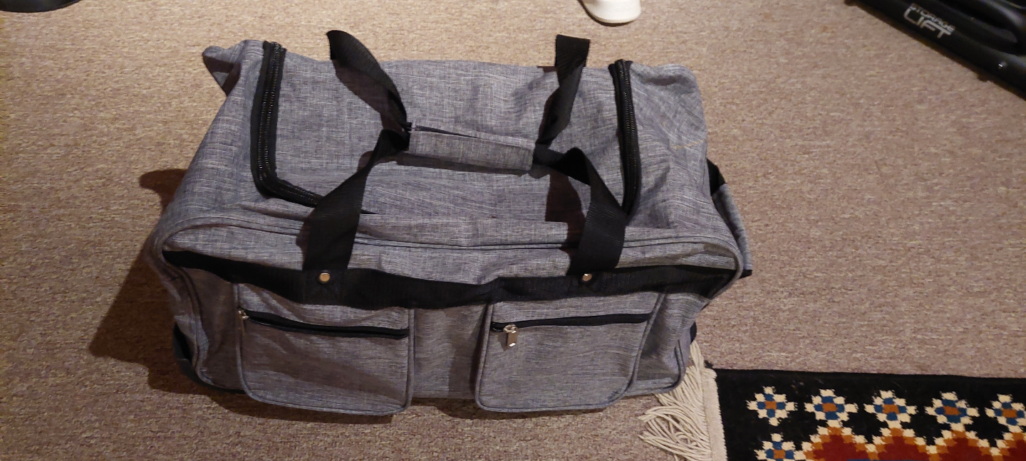 Grey Rolling Duffle Bag