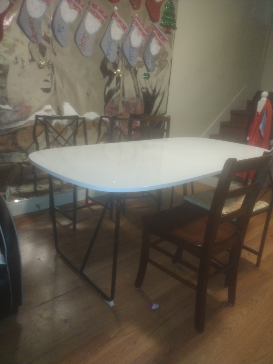 White Oval Dining Table with Metal Legs - photo 2