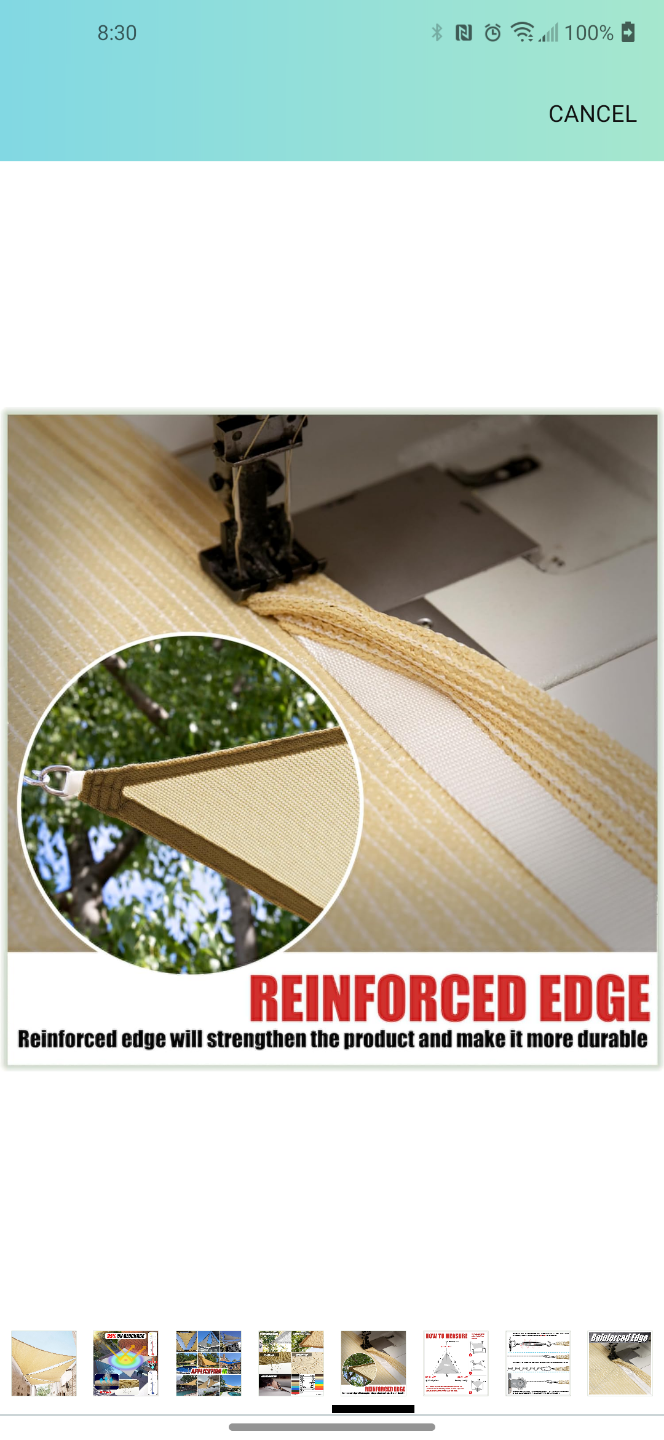 Beige Triangle Shade Sail - UV Protection - photo 3