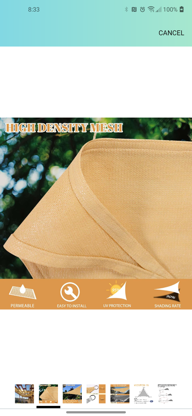 Beige Triangle Shade Sail - UV Protection - photo 4