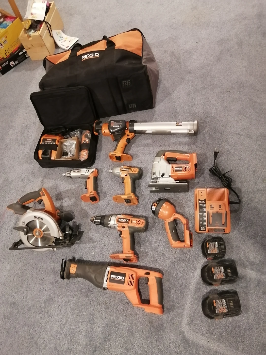 rigid tool set gently used bag included