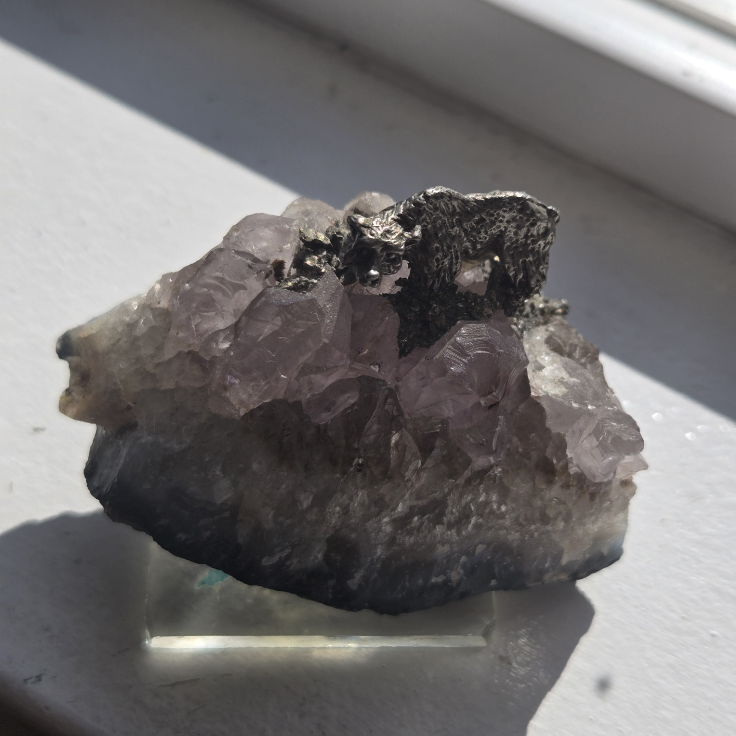 Amethyst Geode with Pewter Bear Figurine - photo 3