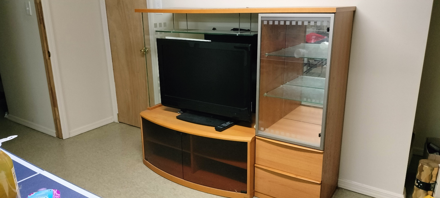 Entertainment Center with Glass Display Cabinet