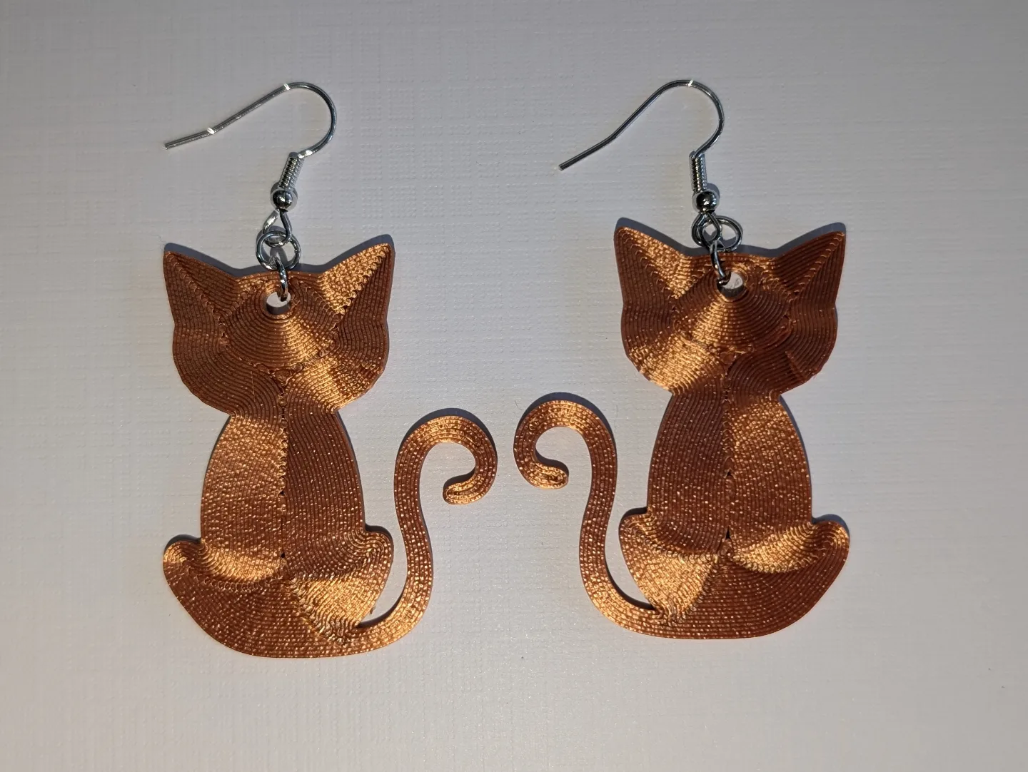 Copper 3D Printed Cat Earrings - New thumbnail