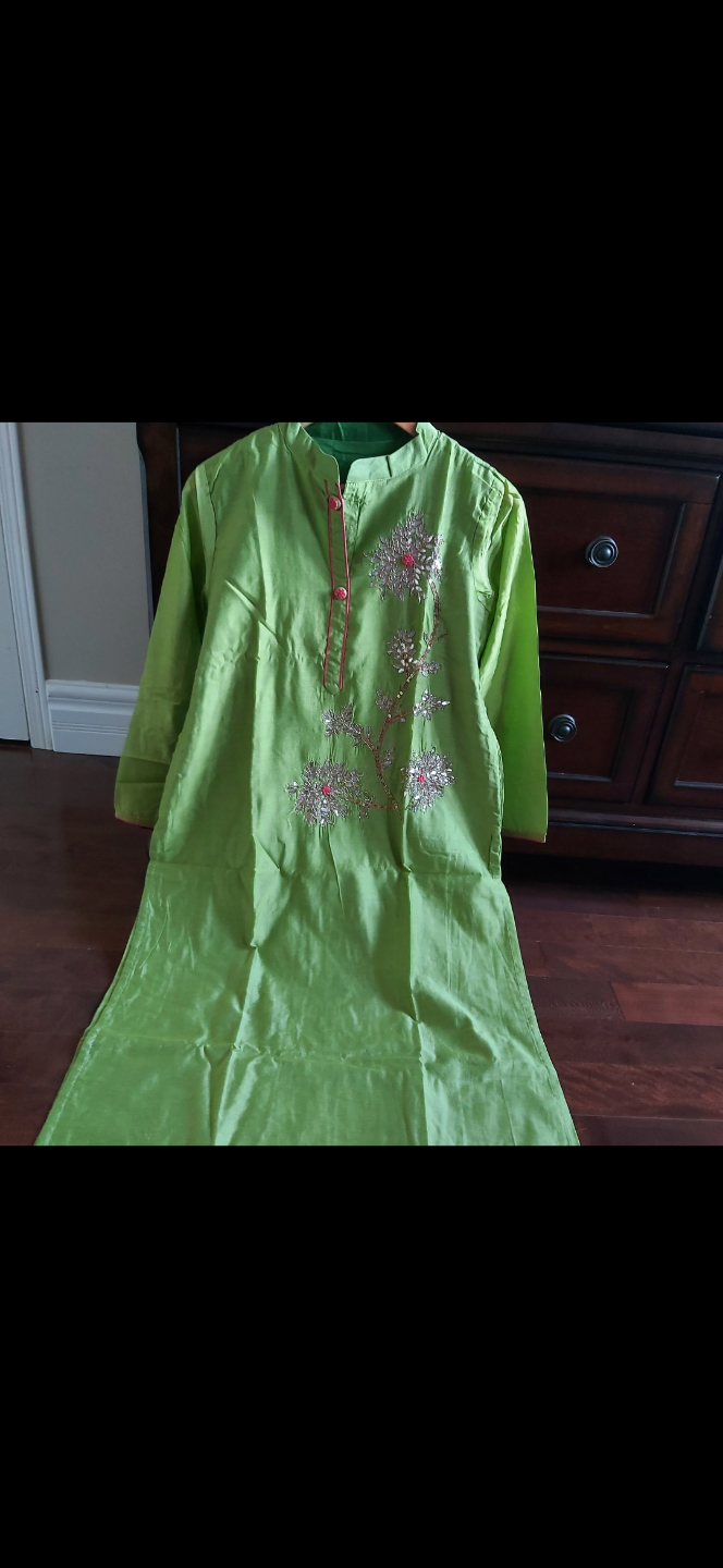 Lime Green Embroidered Kurti