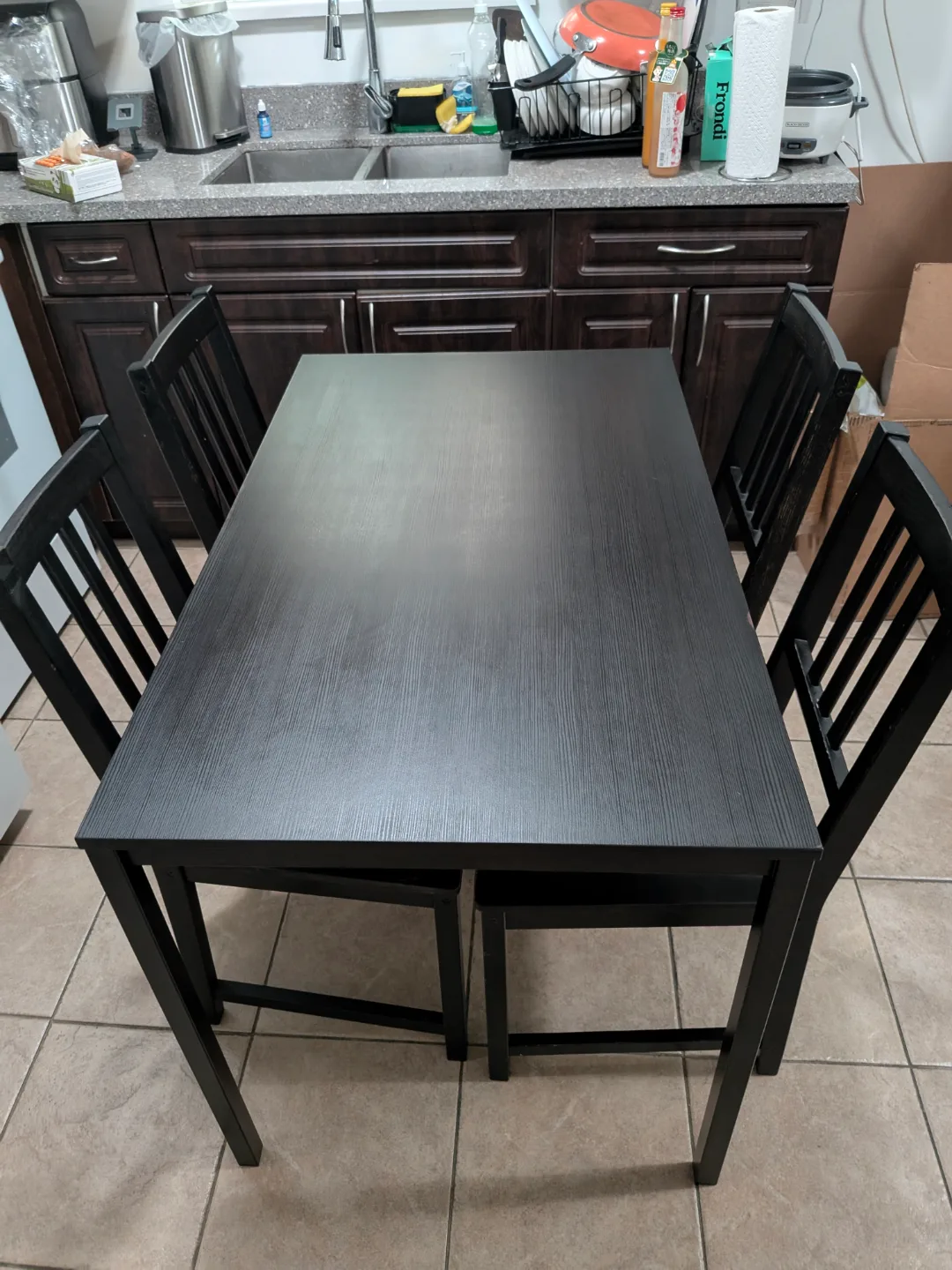 Ikea Black Dining Table and Chairs Set thumbnail