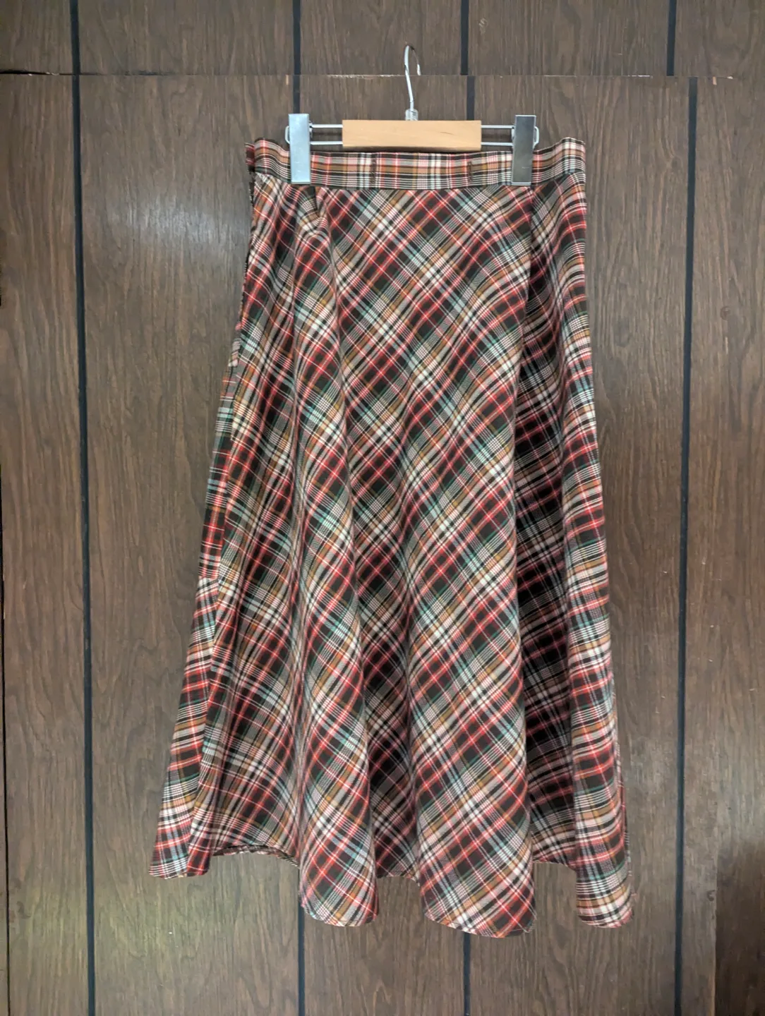Vintage Plaid A-Line Skirt with Pockets image indicator(2)