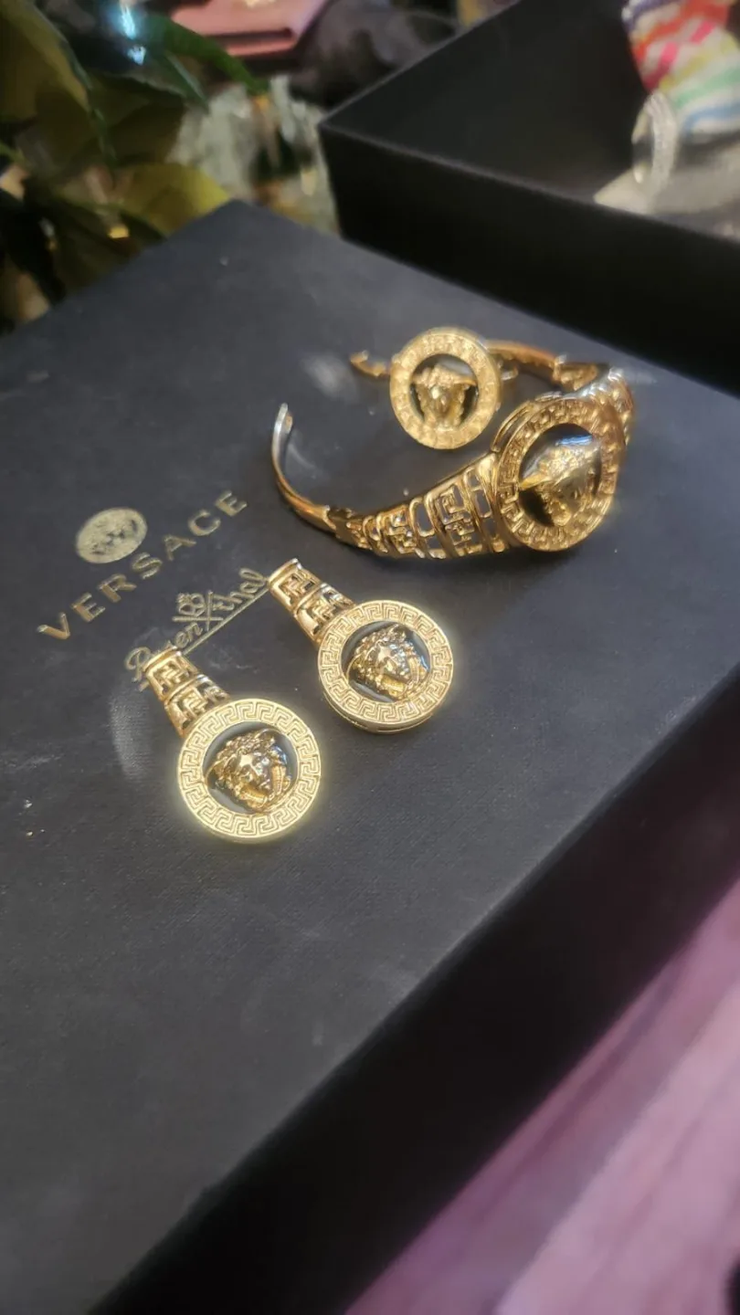 Versace Medusa Gold plated Bracelet and Earrings Set thumbnail